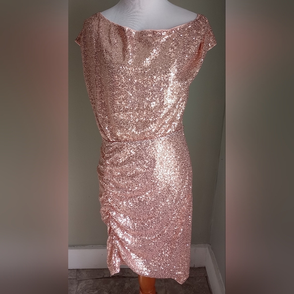 NWT Grace Karin Sequin Off shoulder Ruched Champagne Dress Size M Medium - Picture 7 of 8